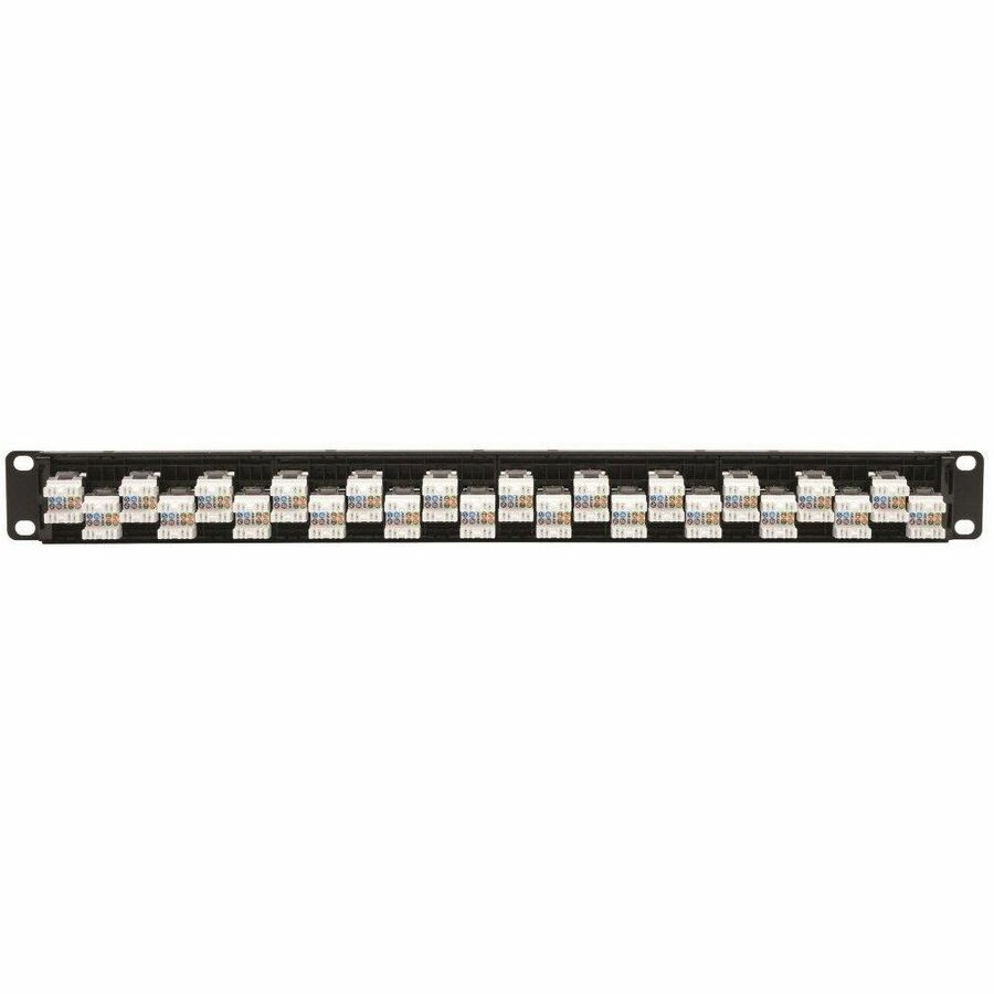 Tripp Lite N252-024-6A-OF 24-Port 1U Rack-Mount Cat6a/Cat6/Cat5e 110 Offset Patch Panel - 24 Port(s) - 24 x RJ-45 - 1U High - Black - 19" Wide - Rack-mountable - TAA Compliant