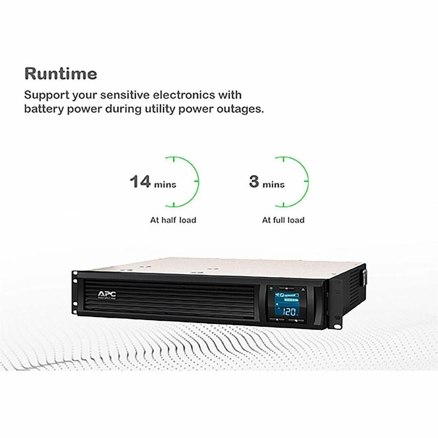 APC Smart-UPS C, Line Interactive, 1000VA, Rackmount 2U, 120V, 6x NEMA 5-15R outlets, SmartConnect port, USB and Serial communication, AVR,Graphic LCD