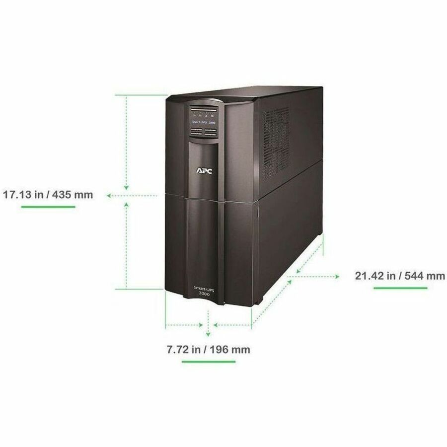 APC Smart-UPS, Line Interactive, 3kVA, Tower, 120V, 8 NEMA 5-15R+2 NEMA 5-20R outlets, SmartConnect Port+SmartSlot, AVR, LCD