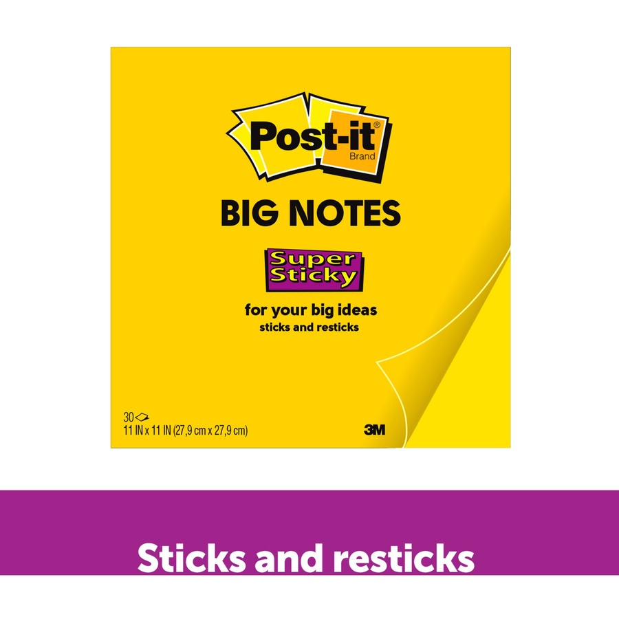 Post-it® Super Sticky Big Notes - 10.98 x 10.98 - Square - 30 Sheets per  Pad - Canary Yellow - 1 Each - Lewisburg Industrial and Welding