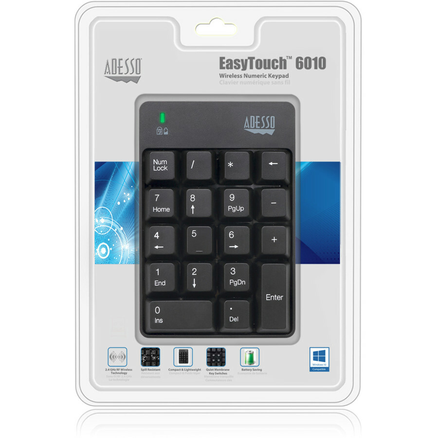 Adesso Wireless Spill Resistant 18-Key Numeric Keypad