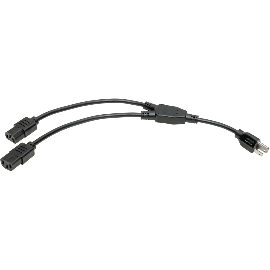 Tripp Lite by Eaton Power Cord Splitter C14 to 2xC13 PDU Style - 10A 250V 18 AWG 18-in. (45.72 cm) Black