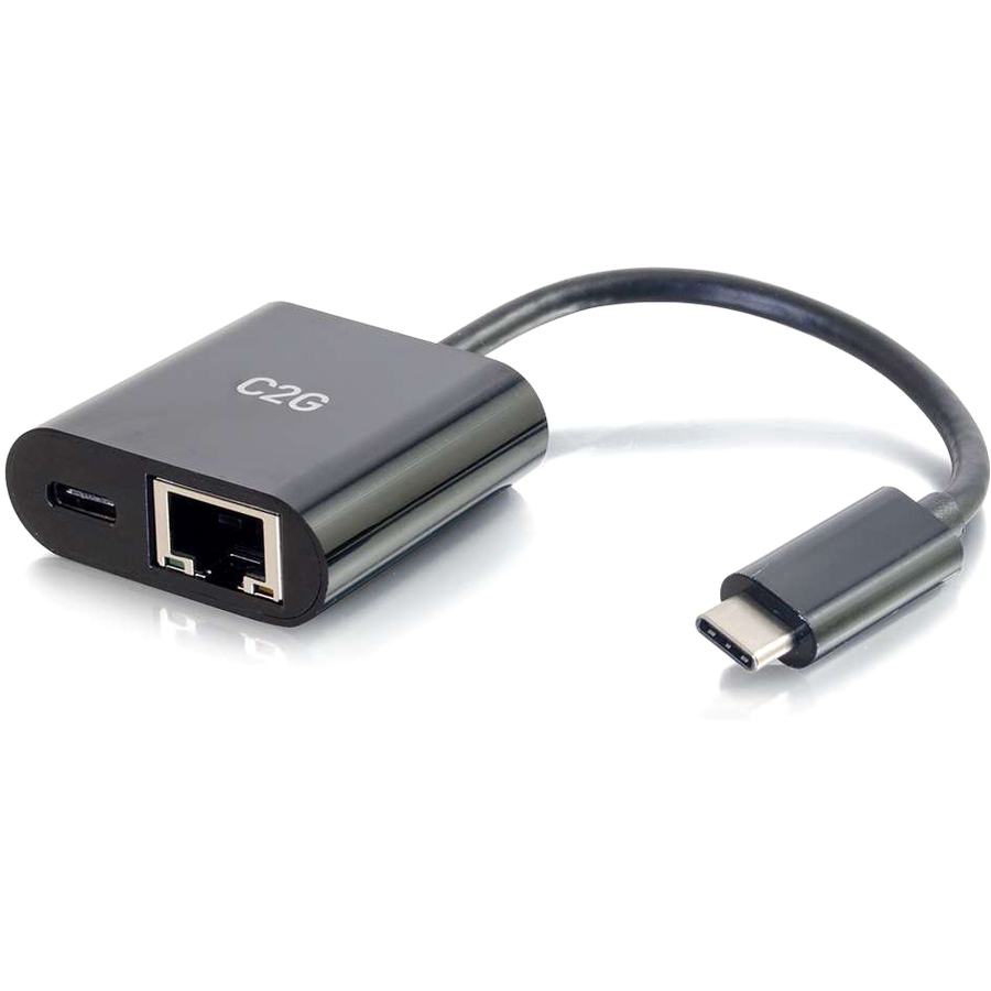 C2G USB C to Ethernet Multiport Adapter - Up to 60W PD - USB Type-C - Black