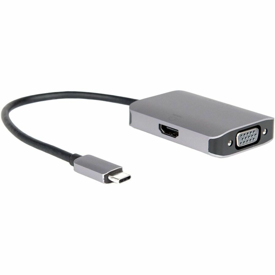Rocstor Premium USB-C to HDMI & VGA Dual Port Adapter - HDMI 4K @30Hz, VGA 1080p - USB Type- C to 1x HDMI & 1x VGA - 2-Port Adapter - for Mac and Windows - 4Kx2K 30Hz HDMI Resolutions up to 3840x2160, VGA Resolutions up to 1920x1080 @ 60Hz 1080p- for MacBook Pro, Notebook/Desktop PC - ALUMINUM ADAPTER USB-C to HDMI & VGA WINDOWS AND MAC