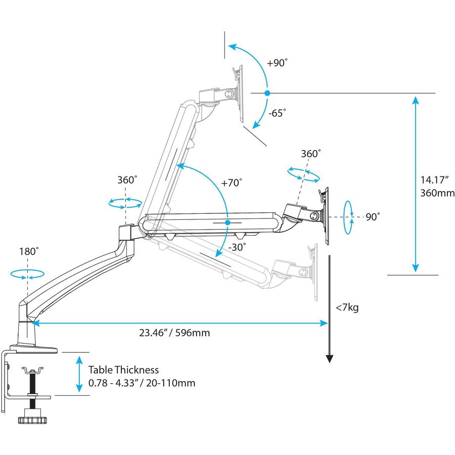 StarTech.com Sit-Stand Desk Converter with Monitor Arm - Up to 26" Monitor - 35â€ Wide Work Surface - Height Adjustable Standing Desk Converter - Transform your desk into a sit-stand workstation, with easy height adjustment and a full-motion s