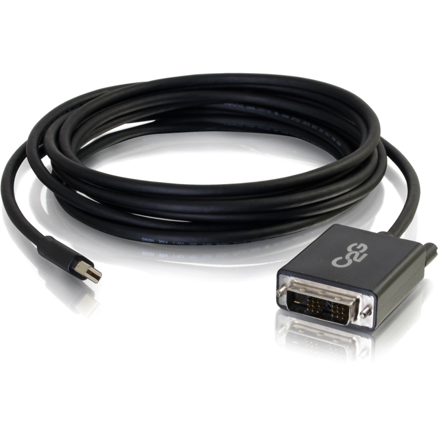 Black 10 ft C2G Mini DisplayPort male to DVI male adapter cable — alternate view 1