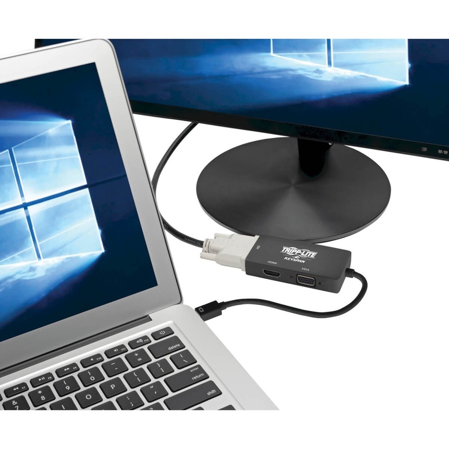 Eaton Tripp Lite Series Keyspan Mini DisplayPort to VGA/DVI/HDMI All-in-One Video Converter Adapter, 4K 60 Hz HDMI, DP 1.2, Black, 6 in.
