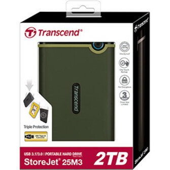 Transcend StoreJet 25M3 TS-2TSJ25M3S 2 TB Portable Hard Drive - 2.5" External - Iron Gray