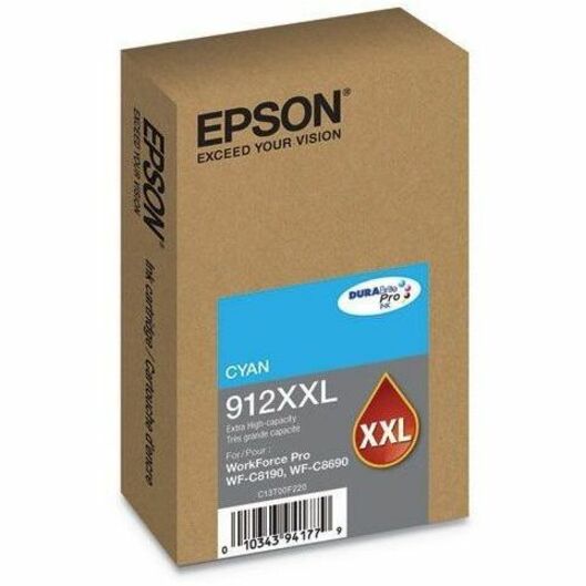 Epson T912XXL220 extra high capacity cyan ink cartridge for select Epson printers — alternate view 1