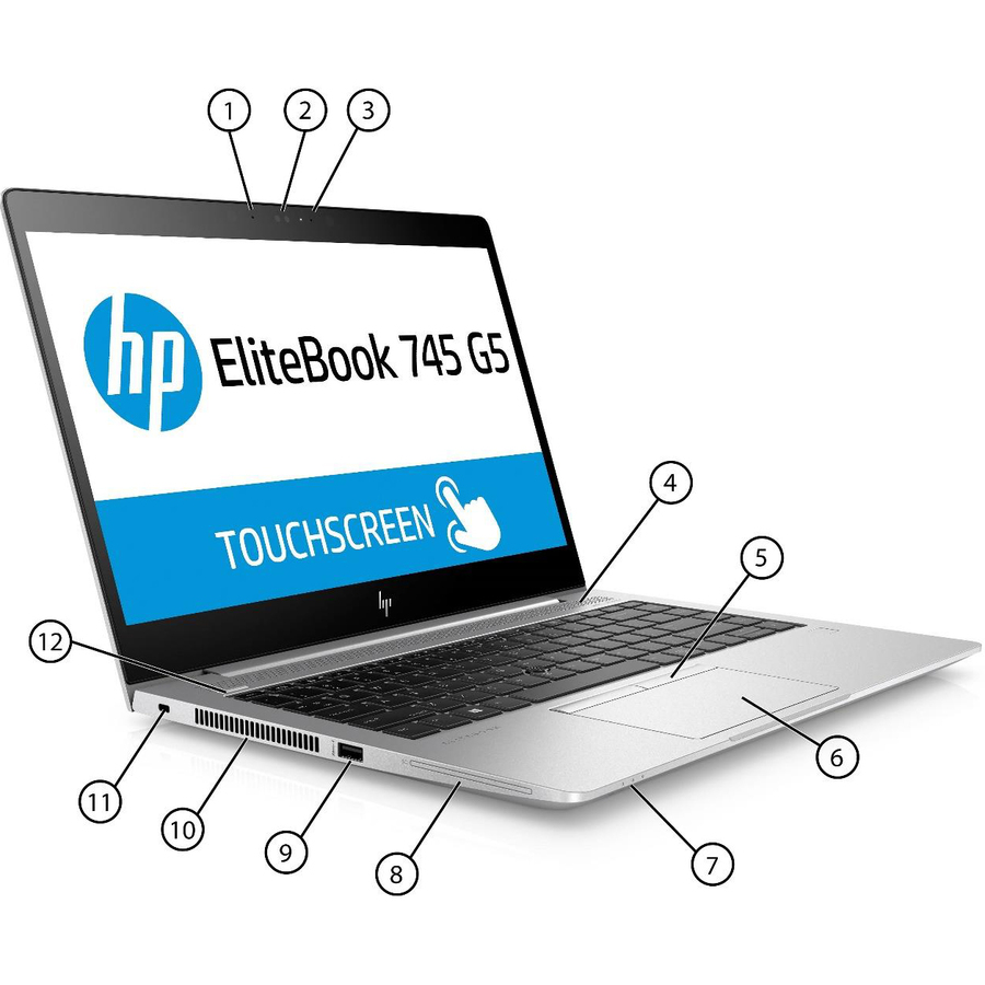 HP EliteBook 745 G5 14" Notebook - 1920 x 1080 - AMD Ryzen 5 2500U Quad-core (4 Core) 2 GHz - 8 GB Total RAM - 256 GB SSD