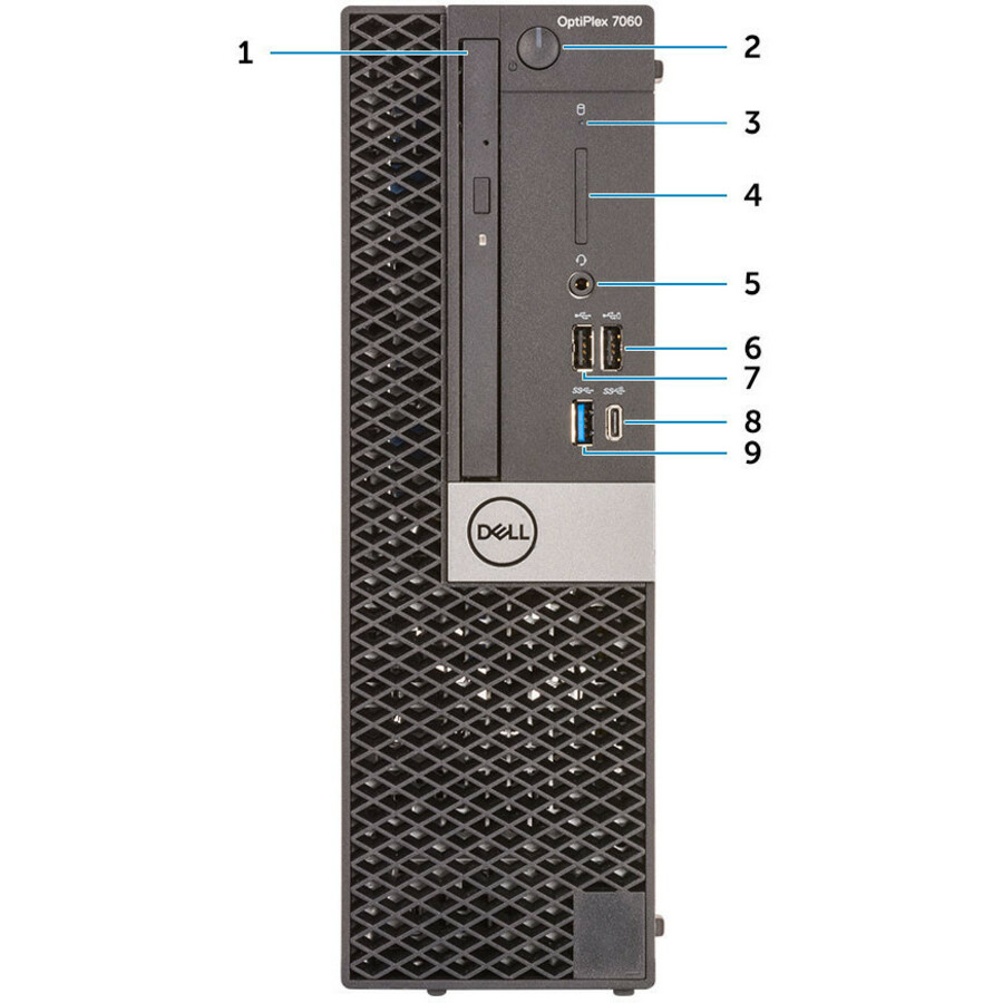 Dell OptiPlex 7000 7060 Desktop Computer - Intel Core i7 (8th Gen) i7 - 8700 3.20 GHz - 16 GB DDR4 SDRAM - 256 GB SSD - Windows 10 Pro 64 - bit (English/French/Spanish) - Small Form Factor - Black - 3 Year ProSupport