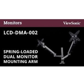 ViewSonic LCD-DMA-002 Spring-Loaded Monitor Desk Mounting Arm for 2 Monitors up to 27 Inches Each, VESA Compatible, Full Ergonomic Adjustability, 2-in-1 Mounting Base, and Built-In Cable Management