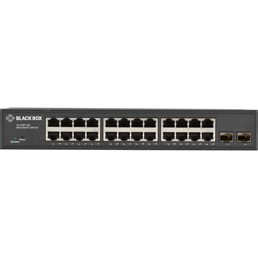 Black Box Gigabit Ethernet Managed Switch - (24) RJ-45, (2) SFP