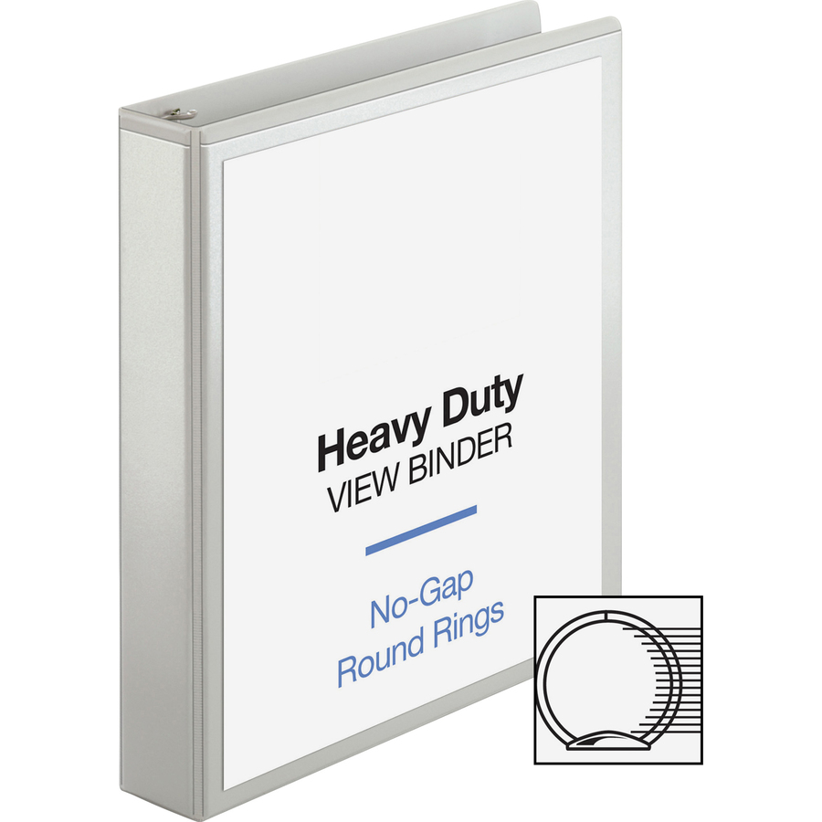 Business Source Round-ring View Binder - 1 1/2" Binder Capacity - Letter - 8 1/2" x 11" Sheet Size - 350 Sheet Capacity - Round Ring Fastener(s) - 2 Internal Pocket(s) - Polypropylene, Chipboard, Board - White - Wrinkle-free, Non-glare, Transfer Safe, Gap - Presentation / View Binders - BSN19651