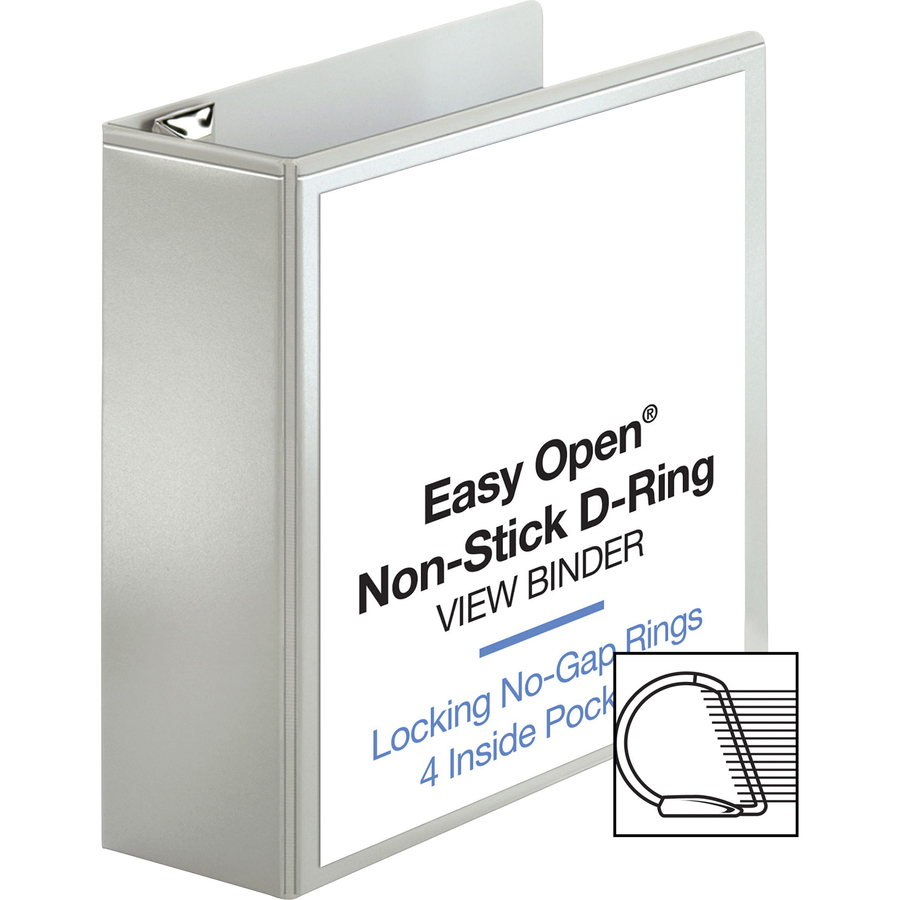 Business Source Locking D-Ring View Binder - 4" Binder Capacity - Letter - 8 1/2" x 11" Sheet Size - 775 Sheet Capacity - D-Ring Fastener(s) - 4 Inside Front & Back Pocket(s) - Polypropylene, Chipboard - White - Recycled - Acid-free, Non-glare, Clear Over - Presentation / View Binders - BSN26963