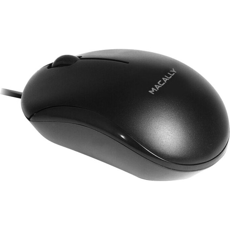 Macally Black 3 Button Optical USB Wired Mouse for Mac and PC (QMOUSEB)