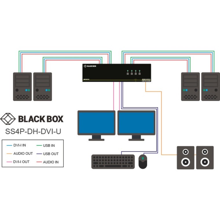 Black Box NIAP 3.0 Secure 2-Port Dual-Head DVI-I KVM Switch