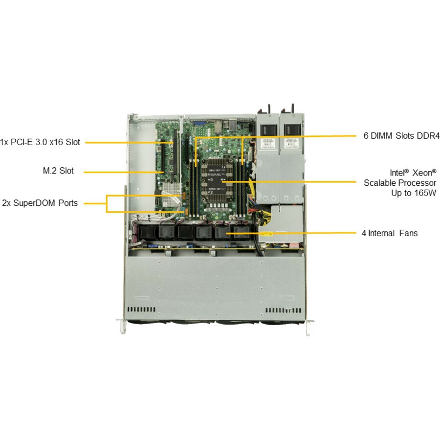Supermicro SuperServer 5019P-MR Barebone System - 1U Rack-mountable - Socket P LGA-3647 - 1 x Processor Support
