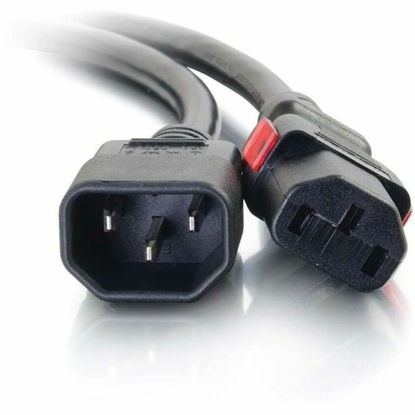 Black 3 ft locking C14 to C13 power cord for rack equipment — alternate view 1
