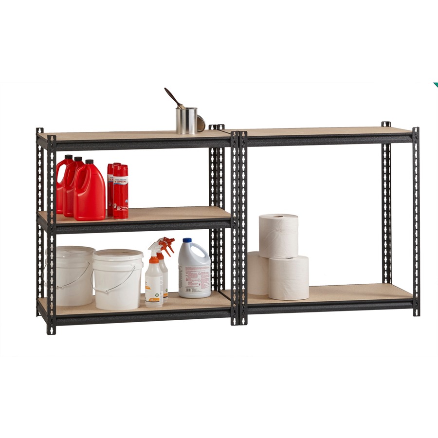 Lorell Iron Horse 2300 lb Capacity Riveted Shelving - 5 Shelf(ves) - 72" Height x 36" Width x 18" Depth - 30% Recycled - Black - Steel, Particleboard - 1 Each