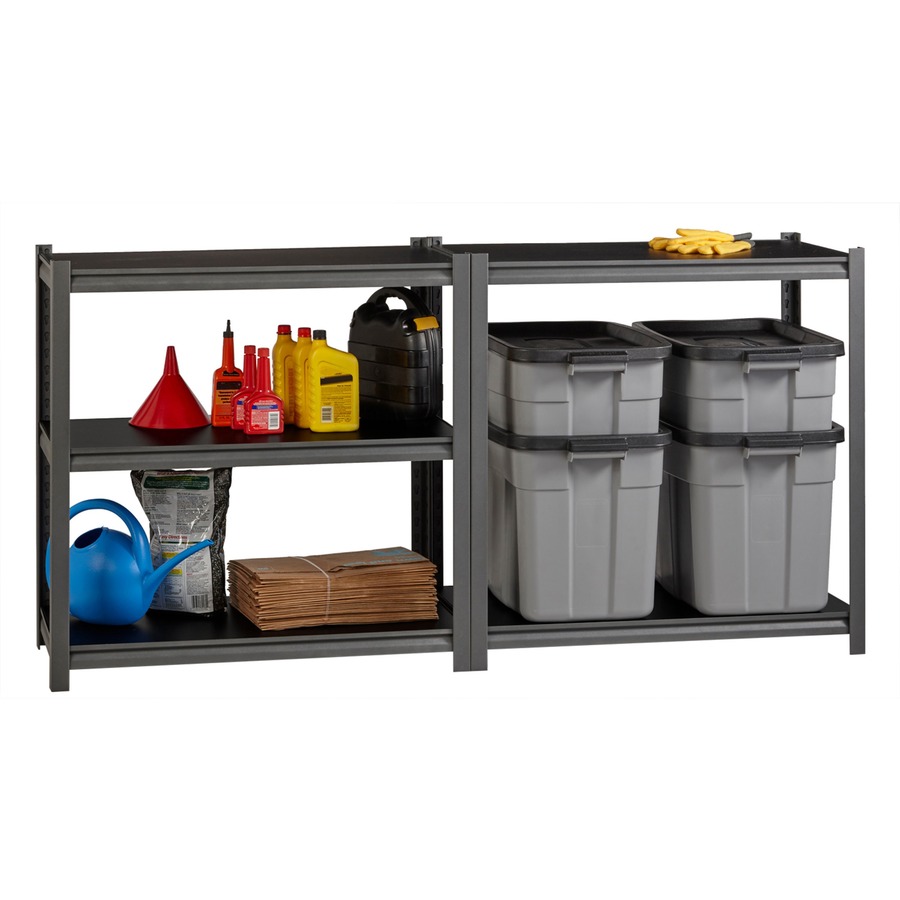 Lorell 3,200 lb Capacity Riveted Steel Shelving - 72" Height x 36" Width x 18" Depth - 30% Recycled - Black - Steel, Laminate - 1 Each = LLR59701