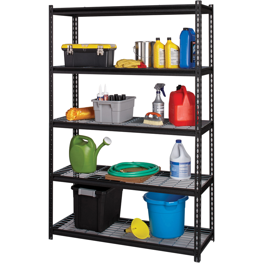 Lorell Wire Deck Shelving - 72" Height x 48" Width x 18" Depth - 28% - Black - Steel - 1 Each - Industrial & Commercial Shelving - LLR99930