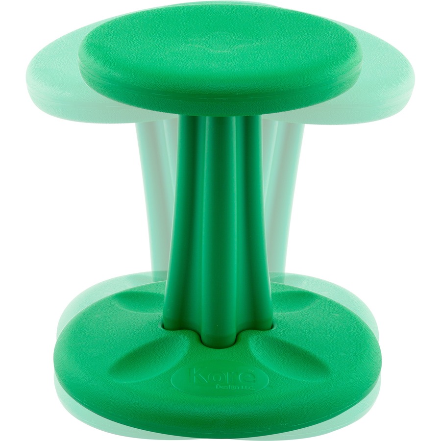 Kore Kids Wobble Chair, Green (14") - Green High-density Polyethylene (HDPE) Plastic Seat - Circle Base - 1 Each - Active Seating - KRD09115