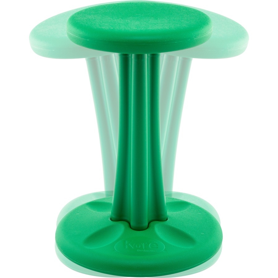 Kore Pre-Teen Wobble Chair, Green (18.7") - Green High-density Polyethylene (HDPE) Plastic Seat - Circle Base - 1 Each - Active Seating - KRD09118