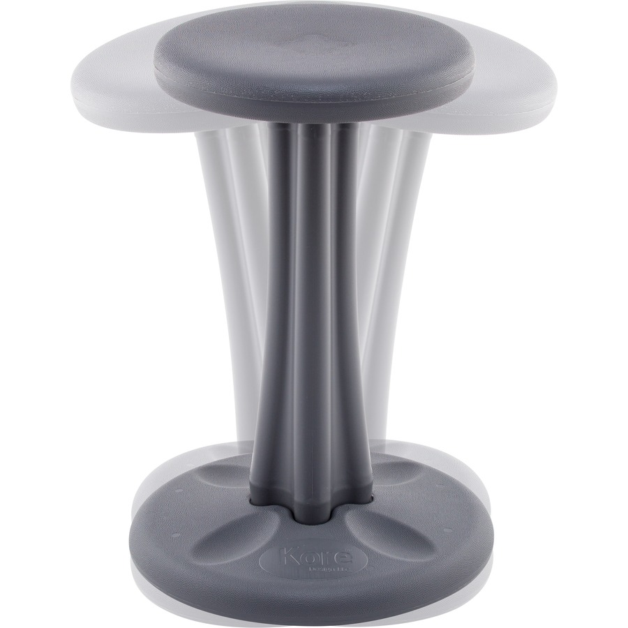 Kore Pre-Teen Wobble Chair, Dark Grey (18.7") - Dark Gray High-density Polyethylene (HDPE) Plastic Seat - Circle Base - 1 Each - Active Seating - KRD10588