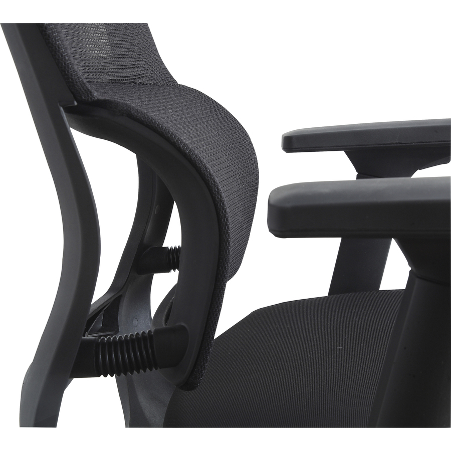 Lorell Mesh High-Back Chair w/Headrest - Black Seat - Black Mesh Back - High Back - 5-star Base - 1 Each