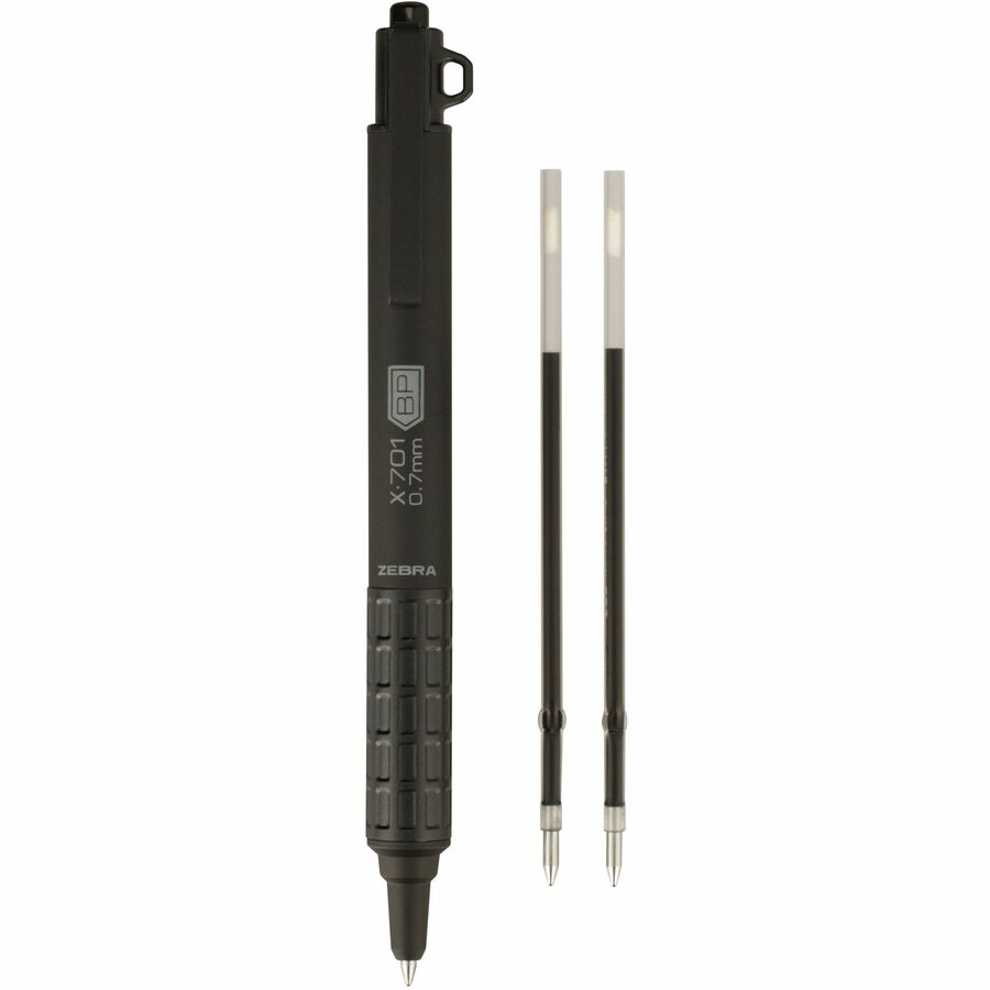 Zebra Steel 7 Series X-701 Retractable Ballpoint Pen - Fine Pen Point - 0.7 mm Pen Point Size - Refillable - Retractable - Stainless Steel Barrel - 1 Each