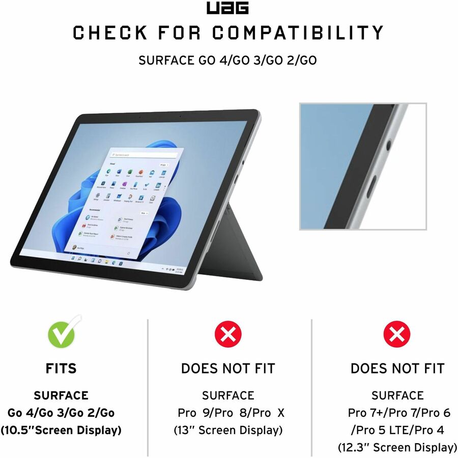 Urban Armor Gear Glass Screen Protector Shield w/ Privacy Tint for Surface Go / Glass Screen Protector Shield w/ Privacy Tint for Surface Go 2 / Glass Screen Protector Shield w/ Privacy Tint for Surface Go 3 / Glass Screen Protector Shield w/ Privacy Tint for Surface Go 4 - Privacy Tint