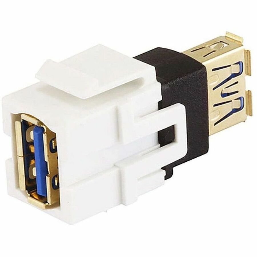 Monoprice Keystone Jack - USB 3.0 A Female to A Female Coupler Adapter, Flush Type (White)