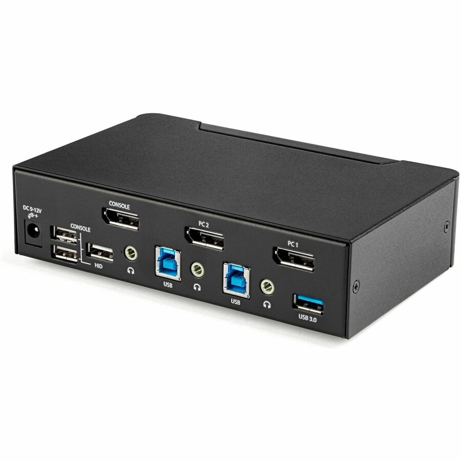 StarTech 2 Port DisplayPort KVM Switch - 4K 60Hz - Single Display - UHD DP 1.2 USB KVM Switch with USB 3.0 Hub & Audio - TAA Compliant