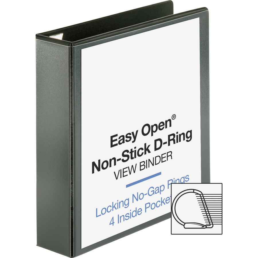 Business Source Locking D-Ring View Binder - 2" Binder Capacity - Letter - 8 1/2" x 11" Sheet Size - 500 Sheet Capacity - D-Ring Fastener(s) - 4 Inside Front & Back Pocket(s) - Polypropylene, Chipboard - Black - Recycled - Locking Ring, Clear Overlay, Non - Presentation / View Binders - BSN26960