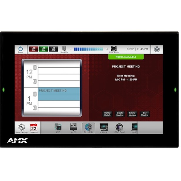 AMX Modero G5 7-inch wall-mount touch panel for AV room control — alternate view 1