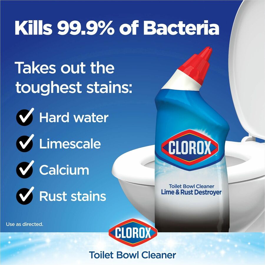 Clorox Toilet Bowl Cleaner Lime & Rust Destroyer - 24 fl oz (0.8 quart)Bottle - 360 / Bundle - Deodorize, Bleach-free - Clear