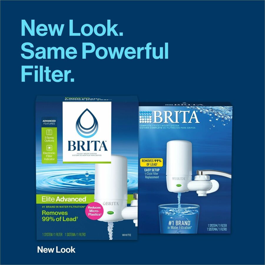 Brita Complete Water Faucet Filtration System with Light Indicator - Faucet - 100 gal Filter Life (Water Capacity) - 216 / Bundle - Blue, White