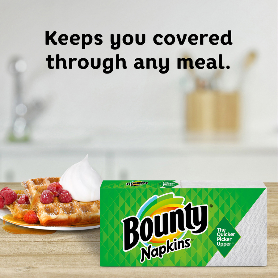 Bounty Quilted Napkins - 1 Ply - 12" x 12" - White - Paper - Absorbent, Durable - For Food Service, School, Office - 200 / Pack