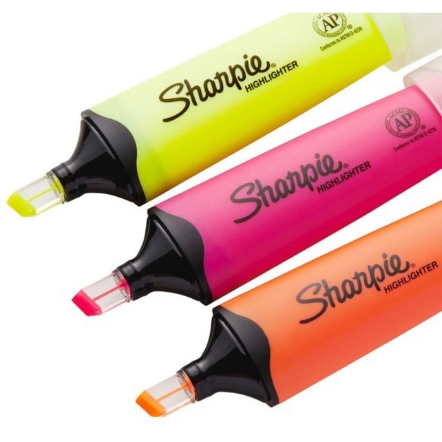 Sharpie Clear View Highlighters Set - Chisel Marker Point Style - Fluorescent Yellow, Fluorescent Pink, Fluorescent Orange - 3 / Pack - Pen-Style Highlighters - SAN1912767