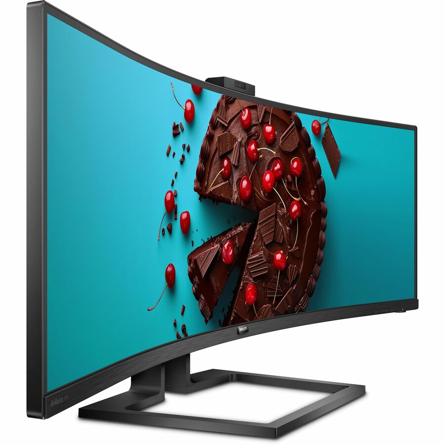 Philips Brilliance 499P9H 49" Class Webcam Dual Quad HD (DQHD) Curved Screen LCD Monitor - 32:9 - Textured Black