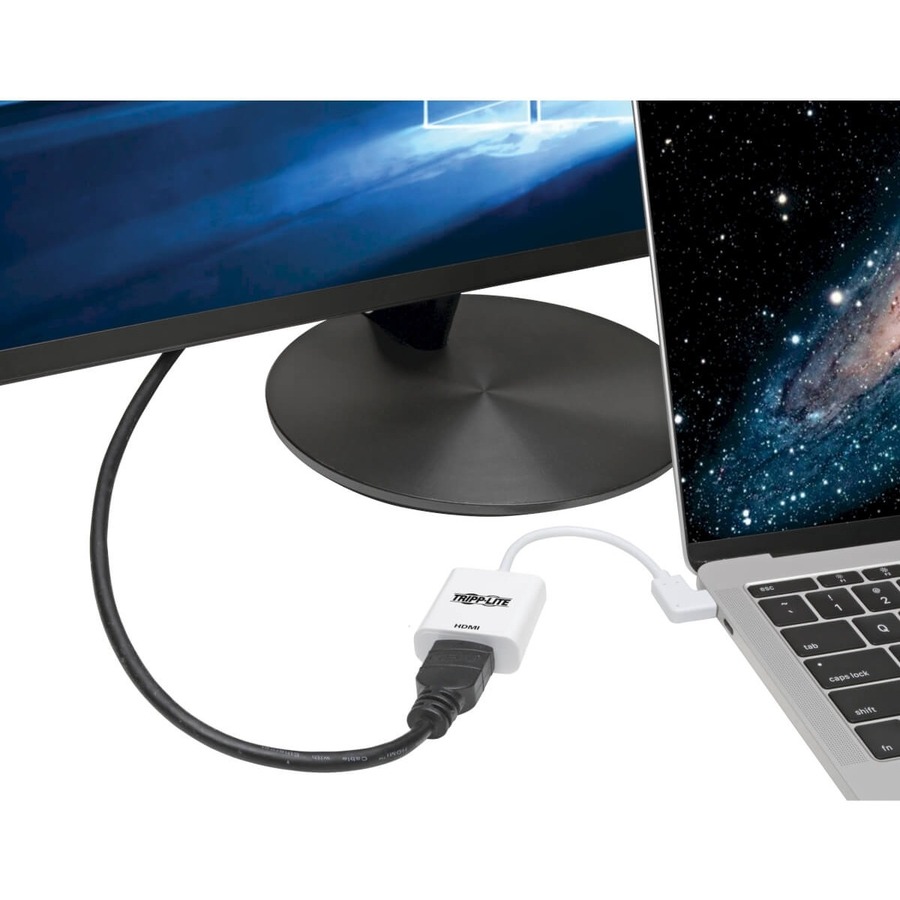 Eaton Tripp Lite Series USB-C to HDMI Adapter (M/F) 4K 60 Hz, HDCP 2.2, Right-Angle USB-C, White