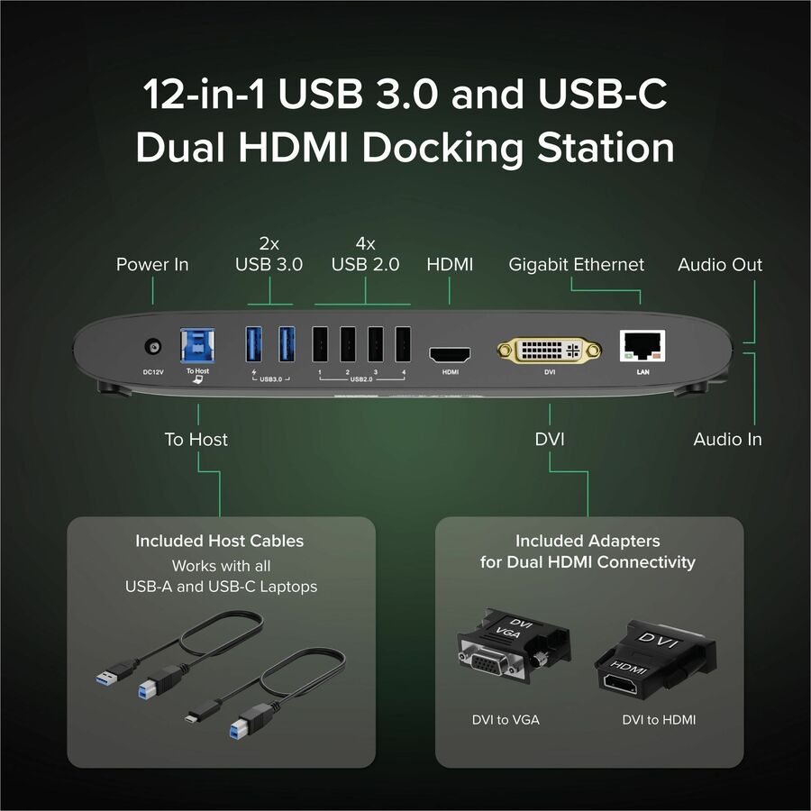 Plugable USB 3.0 Universal Laptop Docking Station for Windows and Mac