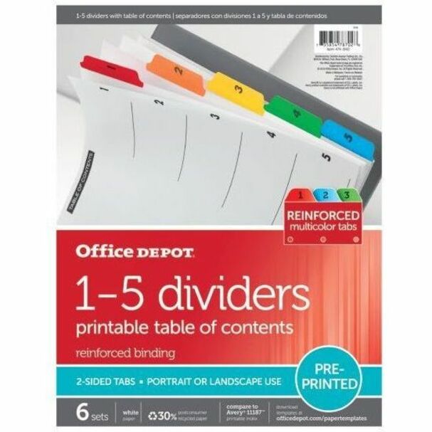 Office Depot Index Divider Templates