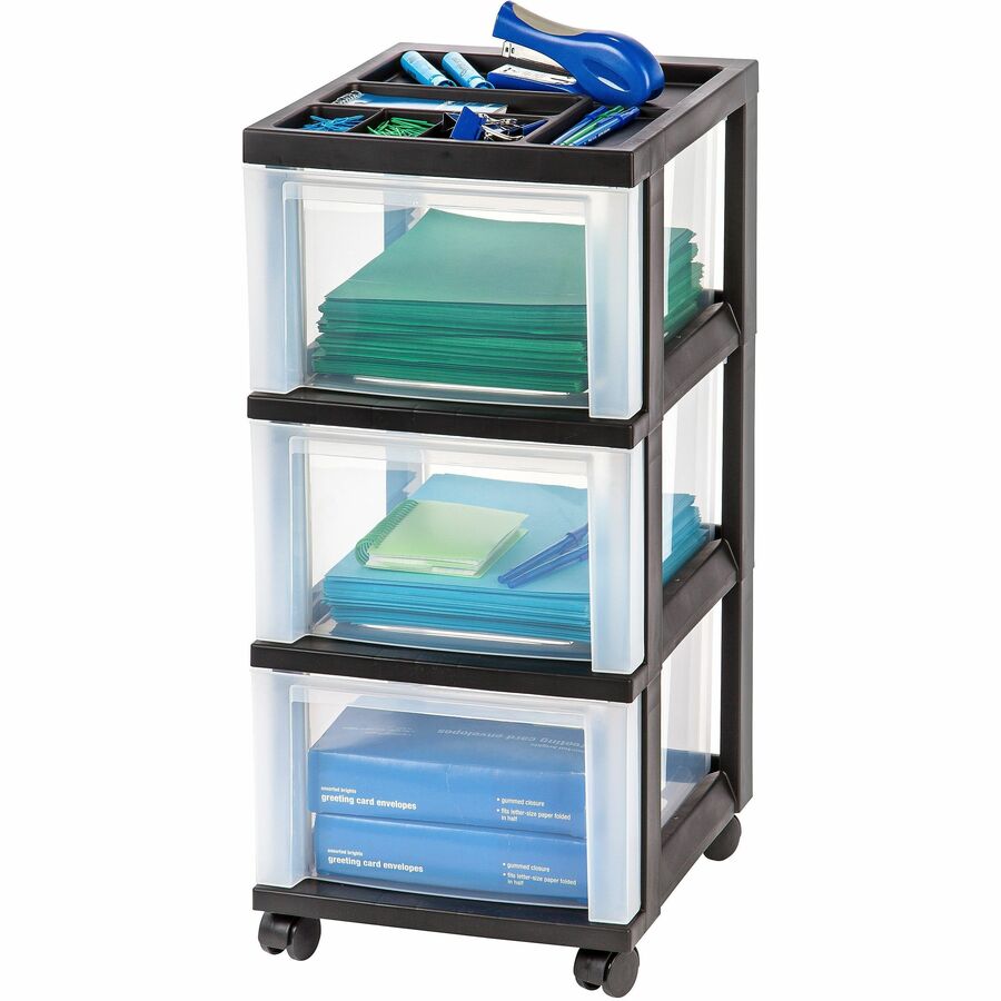 Office Depot® Brand Plastic 3-Drawer Storage Cart, 26 1/5