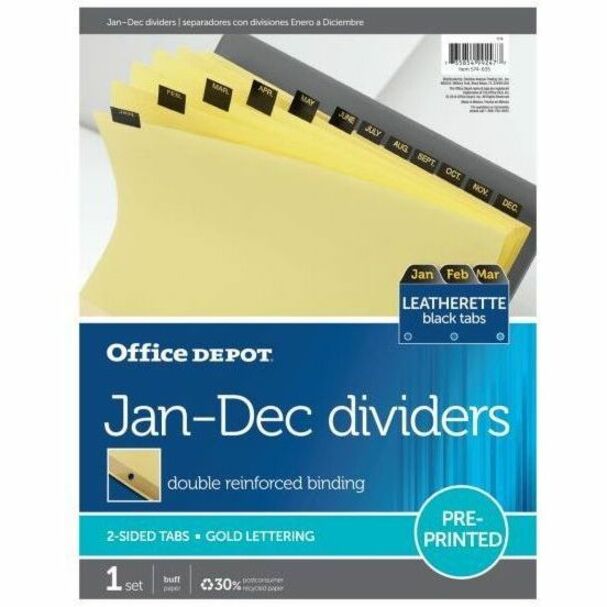 Office Depot Preprinted Index Tab Dividers, JanDec Tab Dividers