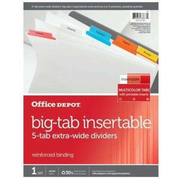 Office Depot® Brand Insertable Extra Wide Dividers With Big Tabs