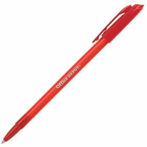 Office Depot Brand Tinted Ballpoint Stick Pens Medium Point 10 Mm Red Barrel Red Ink Pack 