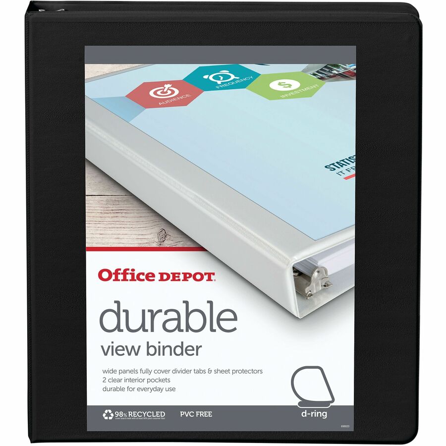 Office Depot® Brand Durable View SlantRing 3Ring Binder, 1" Slant