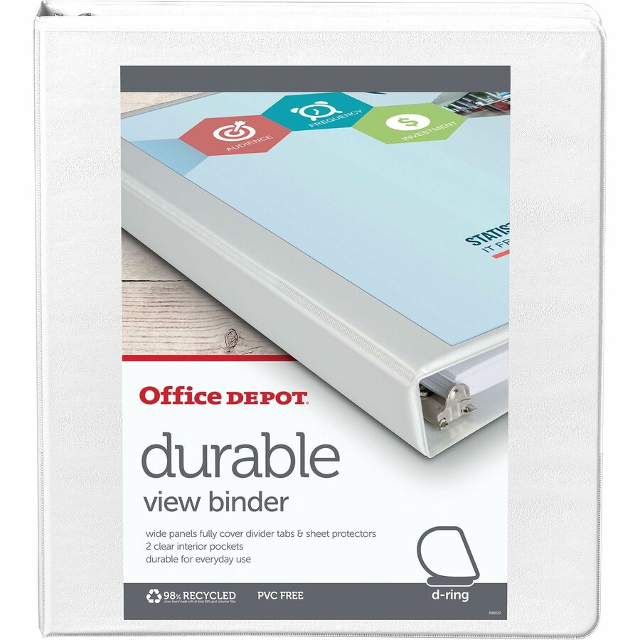 Office Depot Durable View SlantRing Binder, 1in Rings, 61 Recycled